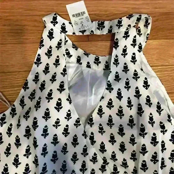 J.Crew Women's Sleeveless Halter Dress Size 0 Black & White Print Summer A-Line - Picture 5 of 7